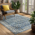 Machine Washable Area Rugs 4x6 Blue Low Pile Soft Carpet by BILEEHOME