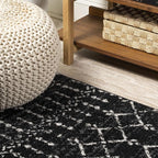 JONATHAN Y Boho Vintage Diamond Black/Ivory Round Area Rug 5 ft, Moroccan Hype - Image 4