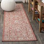 JONATHAN Y Boho Medallion Indoor Outdoor Runner Rug 2X10 Red/Taupe, Malta by JONATHANY