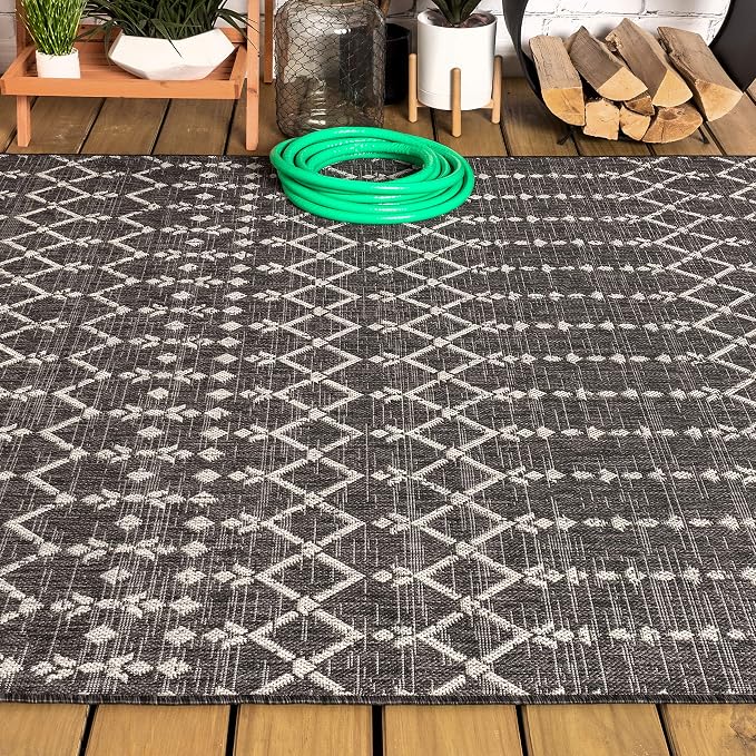 JONATHAN Y Moroccan Geometric Indoor Outdoor Area Rug 3X5 Black/Gray, Ourika - Image 11