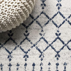 JONATHAN Y Boho Vintage Diamond Cream/Navy Indoor Area Rug 4X6 ft, Moroccan Hype - Image 4