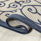 JONATHAN Y Vintage Filigree Indoor Outdoor Runner Rug 2X10 Navy/Beige, Madrid - Image 5