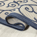 JONATHAN Y Vintage Filigree Indoor Outdoor Area Rug 8X10 Navy/Beige, Madrid - Image 5