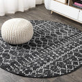 JONATHAN Y Boho Vintage Diamond Black/Ivory Round Area Rug 5 ft, Moroccan Hype by JONATHANY