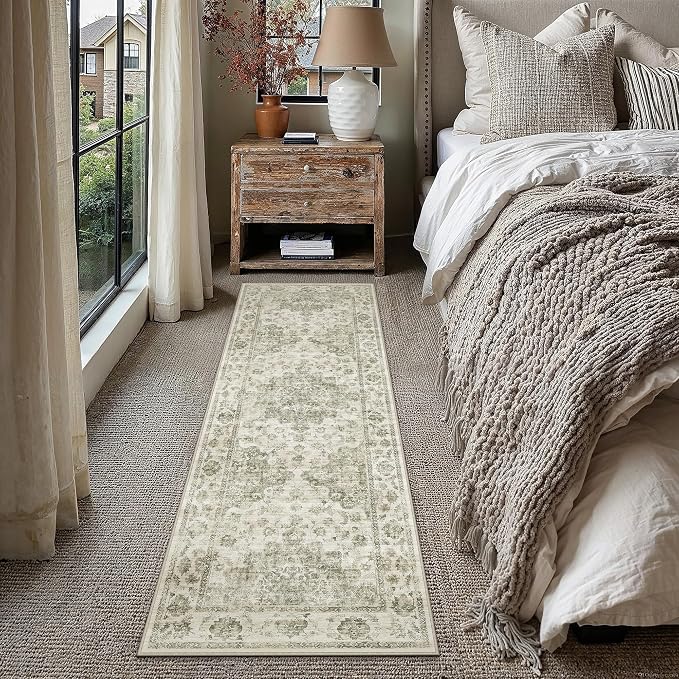 Neutral Kitchen Rug Set of 3 Washable Taupe Vintage Kitchen Mats - Image 4