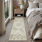 Neutral Kitchen Rug Set of 3 Washable Taupe Vintage Kitchen Mats - Image 4