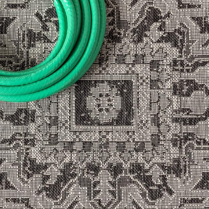 JONATHAN Y Boho Medallion Indoor Outdoor Runner Rug 2X10 Black/Gray, Estrella - Image 3