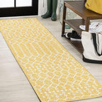 JONATHAN Y Moroccan Geometric Indoor Outdoor Runner Rug 2X10 Yellow/Cream by JONATHANY