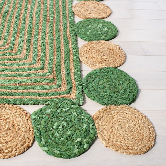 SAFAVIEH Cape Cod Collection 5' x 8' Green/Natural CAP201Y Handmade Boho - Image 3