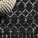 JONATHAN Y Boho Vintage Diamond Black/Ivory Square Area Rug 8X8 ft, Moroccan - Image 3