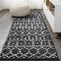 JONATHAN Y Boho Vintage Diamond Black/Ivory Runner Rug 2X10 ft, Moroccan Hype by JONATHANY