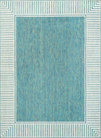 Nuloom Asha Teal/Ivory, Striped Border, Soft and Cozy, High Traffic, Easy Clean - Image 3