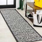 JONATHAN Y Vintage Filigree Indoor Outdoor Runner Rug 2X10 Light Gray/Black by JONATHANY