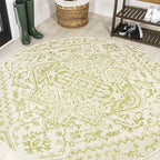 JONATHAN Y Boho Medallion Indoor Outdoor Round Area Rug 5 Ft Cream/Green by JONATHANY