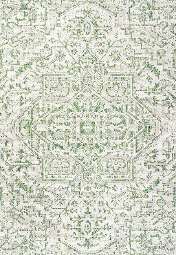 JONATHAN Y Boho Medallion Indoor Outdoor Area Rug 3X5 Green/Cream, Estrella - Image 9