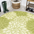 JONATHAN Y Floral Textured Weave Indoor Outdoor Round Area Rug 5 Ft Green/Cream by JONATHANY