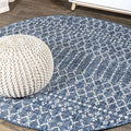 JONATHAN Y Moroccan Geometric Indoor Outdoor Round Area Rug 3 Ft Navy/Light Gray by JONATHANY