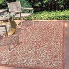 JONATHAN Y Boho Medallion Indoor Outdoor Area Rug 5X8 Red/Taupe, Malta Textured - Image 3