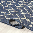 JONATHAN Y Moroccan Geometric Indoor Outdoor Round Area Rug 5 Ft Navy/Beige - Image 5