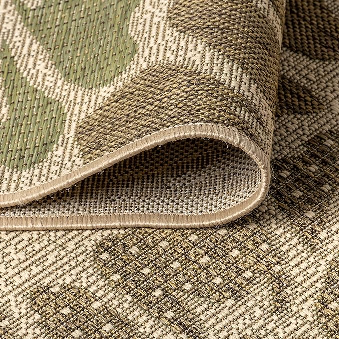 JONATHAN Y Floral Textured Weave Indoor Outdoor Square Area Rug 9X9 Sage/Brown - Image 3