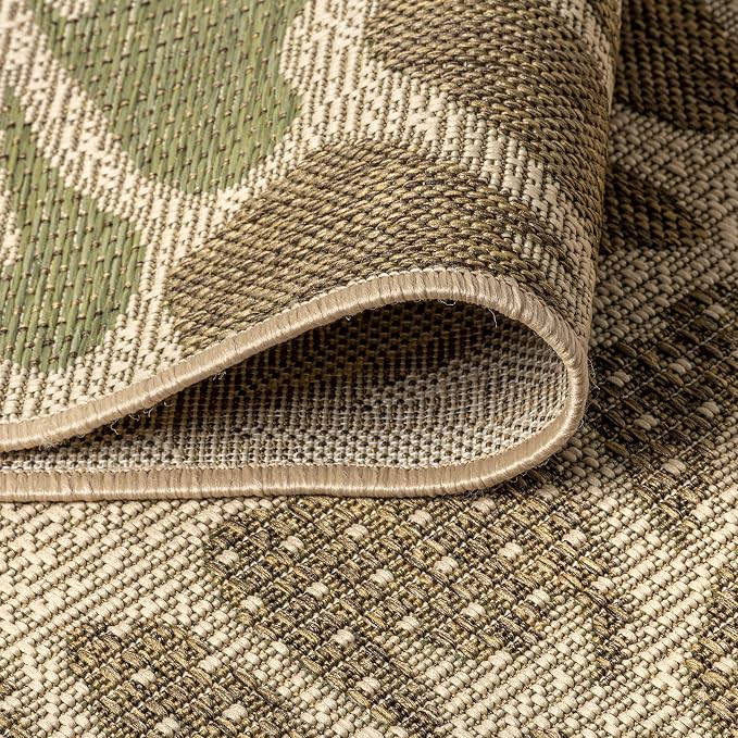 JONATHAN Y Floral Textured Weave Indoor Outdoor Runner Rug 2X10 Sage/Brown - Image 5