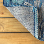 JONATHAN Y Floral Textured Weave Indoor Outdoor Square Area Rug 5X5 Navy/Aqua - Image 6