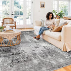10x10 ft Square Living Room Rug – Washable Modern Abstract Area Rug - Image 3