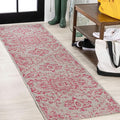 JONATHAN Y Boho Medallion Indoor Outdoor Runner Rug 2X8 Light Gray/Fuchsia by JONATHANY