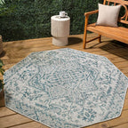 JONATHAN Y Boho Medallion Indoor Outdoor Octagon Area Rug 8 Ft Teal/Gray - Image 3