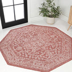 JONATHAN Y Boho Medallion Indoor Outdoor Octagon Area Rug 8 Ft Red/Taupe by JONATHANY
