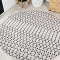 JONATHAN Y Moroccan Geometric Indoor Outdoor Round Area Rug 4 Ft Cream/Black by JONATHANY