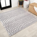 JONATHAN Y Moroccan Geometric Indoor Outdoor Square Area Rug 3X3 Cream/Black by JONATHANY