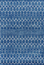 JONATHAN Y Boho Vintage Diamond Blue/White Indoor Area Rug 8X10 ft, Moroccan - Image 2