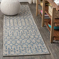 JONATHAN Y Moroccan Geometric Indoor Outdoor Runner Rug 2X10 Light Gray/Navy by JONATHANY