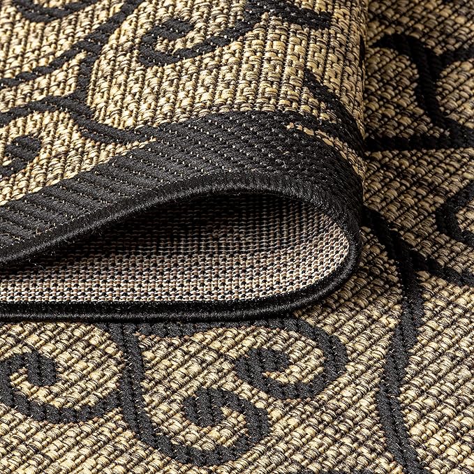 JONATHAN Y Vintage Filigree Indoor Outdoor Round Area Rug 3 Ft Black/Khaki - Image 5
