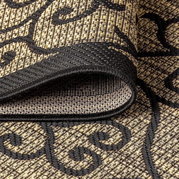 JONATHAN Y Vintage Filigree Indoor Outdoor Runner Rug 2X20 Black/Khaki - Image 5