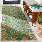 SAFAVIEH Cape Cod Collection 2' 3" x 8' Green / Natural CAP201Y Handmade Boho by Unknown