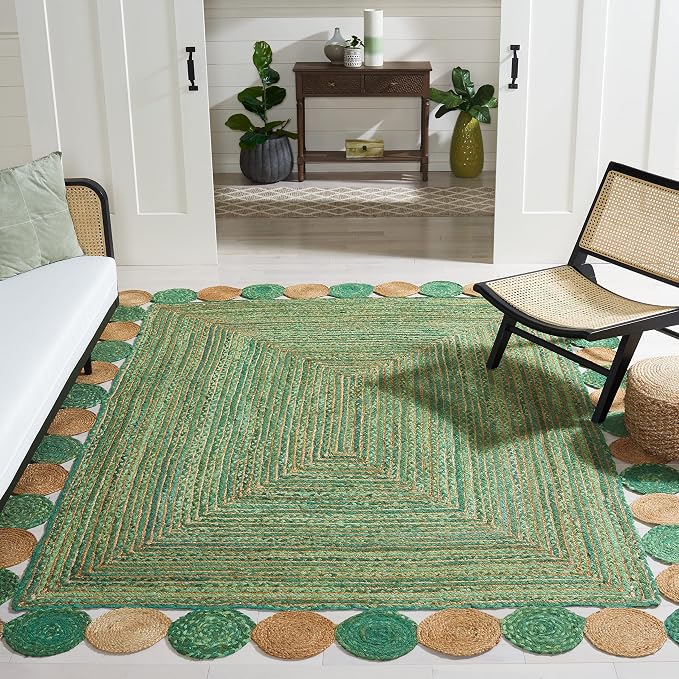 SAFAVIEH Cape Cod Collection 8' x 10' Green / Natural CAP201Y Handmade Boho by Unknown