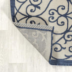 JONATHAN Y Vintage Filigree Indoor Outdoor Runner Rug 2X8 Navy/Beige, Madrid - Image 6