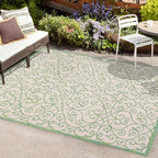 JONATHAN Y Vintage Filigree Indoor Outdoor Area Rug 8X10 Cream/Green, Madrid - Image 4