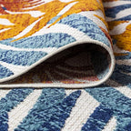 JONATHAN Y Tropics Palm Leaves Indoor Outdoor Square Area Rug 5X5 Cream/Orange - Image 5