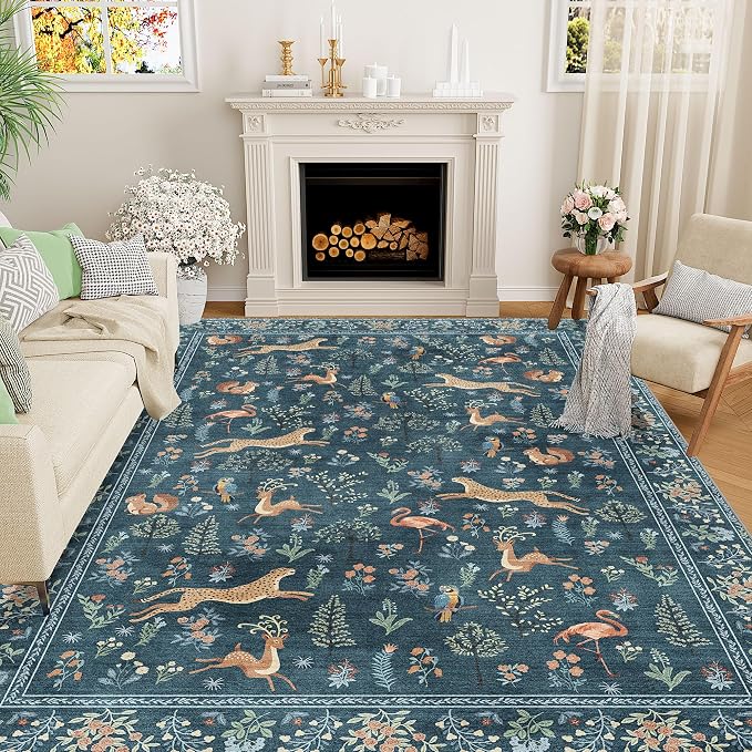 DUKINO 8x10 Rug, Washable Animal Living Room Rug by DUKINO