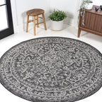 JONATHAN Y Boho Medallion Indoor Outdoor Round Area Rug 5 Ft Black/Gray - Image 3