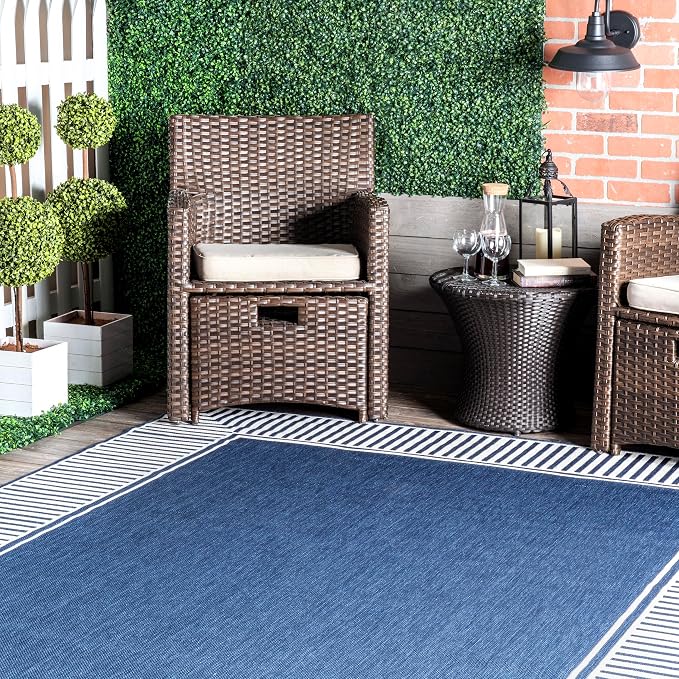 Nuloom Asha Navy/Ivory, Striped Border, Soft and Cozy, High Traffic, Easy Clean - Image 9