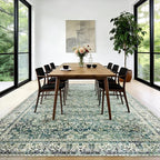 Dark Green Area Rugs 8x10 for Living Room Washable Non Slip Low Pile Blue and - Image 8