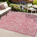 JONATHAN Y Boho Medallion Indoor Outdoor Area Rug 8X10 Fuchsia/Light Gray - Image 4