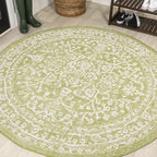JONATHAN Y Boho Medallion Indoor Outdoor Round Area Rug 5 Ft Green/Cream by JONATHANY
