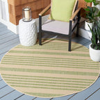 SAFAVIEH Courtyard Collection 6'7" Round Beige/Sweet Pea CY6062 Stripe Indoor/ by Unknown