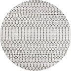 JONATHAN Y Moroccan Geometric Indoor Outdoor Round Area Rug 9 Ft Cream/Black - Image 9