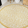 JONATHAN Y Vintage Filigree Indoor Outdoor Round Area Rug 5 Ft Cream/Yellow by JONATHANY